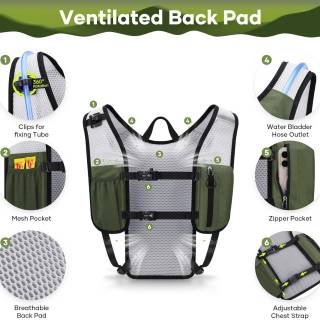 Running Hydration Vest,Hiking Backpack with 2L/3L Water Bladder,Lightweight Daypack for Cycling Camping Rave for Men Women