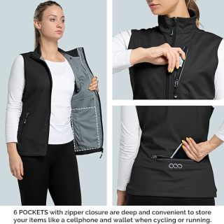 Women's Lightweight Running Vest Outerwear with Pockets, Windproof Sleeveless Jacket for Golf Hiking Travel