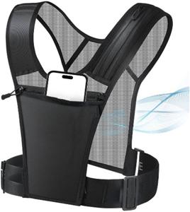 Unisex Reflective Running Vest with 5 Pockets for Phones, Water bottles, Ear Bud Case, Keys, etc. Ventilative Adjustable Jogging Gear