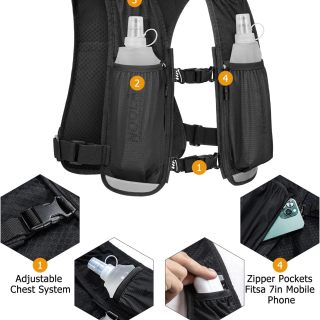 Running Vest with Dual 500ml Soft Flask, Lightweight Hydration Vest for Women Men, Water Backpack with Adjustable Strap