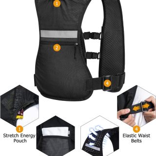 Running Vest with Dual 500ml Soft Flask, Lightweight Hydration Vest for Women Men, Water Backpack with Adjustable Strap
