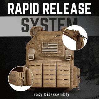 Tactical Utility Vest – Lightweight Adjustable Quick Release Gear 500D Nylon Vest with Modular Loadout Design for Outdoor & Training Use (Light Brown)