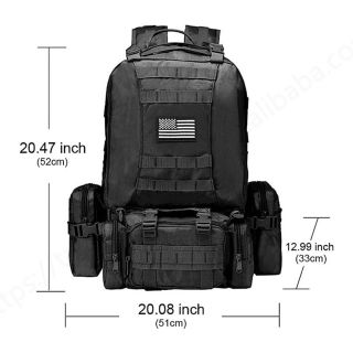 60L Large Tactical Assault Pack Detachable Molle Backpack Hunting Accessories