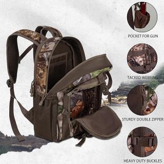 Hunting Backpack, Camo Outdoor Hunting Pack for Bow or Rifle with Holder, for Hunting, Camping, Hiking