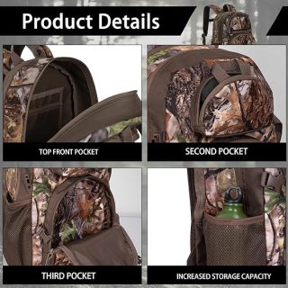 Hunting Backpack, Camo Outdoor Hunting Pack for Bow or Rifle with Holder, for Hunting, Camping, Hiking