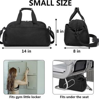 حقيبة رياضية صغيرة مقاس 14 بوصة للنساء والرجال، حقيبة دافل صغيرة للسفر والرياضة وحقيبة حمل خفيفة الوزن