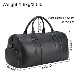 Black Mens Overnight Soft Leather Business Duffel Weekender Bag Leather Travel Bags