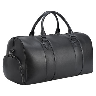 Black Mens Overnight Soft Leather Business Duffel Weekender Bag Leather Travel Bags
