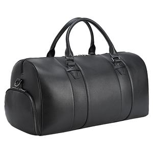 Black Mens Overnight Soft Leather Business Duffel Weekender Bag Leather Travel Bags