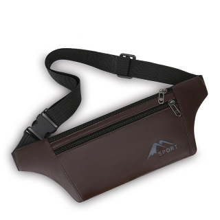 メンズ薄型ウエストバッグ アウトドア ランニング スポーツ 携帯電話 チェストバッグ PUレザー シンプル ポータブル ショルダー メッセンジャーバッグ