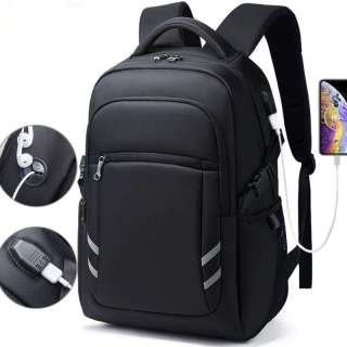Men's Business Style Fashion Backpack with USB External Charging Port Waterproof and Wear-Resistant Computer Travel Bag