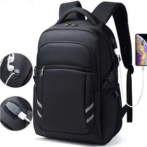 Men's Business Style Fashion Backpack with USB External Charging Port Waterproof and Wear-Resistant Computer Travel Bag