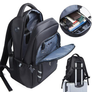 Men's Business Style Fashion Backpack with USB External Charging Port Waterproof and Wear-Resistant Computer Travel Bag