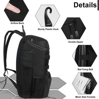 حقيبة ظهر خفيفة الوزن لمضرب بيسبول مع حجرة للأحذية، هدية للكرة اللينة للنساء مع خطاف سياج وقفاز ضرب