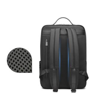 Mochila de viaje antirrobo impermeable negra para hombre con logotipo personalizado, mochila informal de negocios