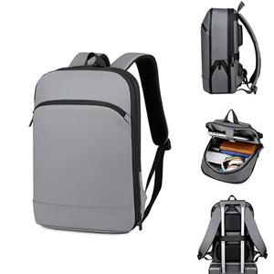Mochila ultradelgada expandible de PU para portátil, directa de fábrica, para hombre, maletín, bolso para universidad, negocios, portátil y de moda.