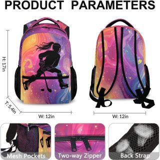 Детский рюкзак, школьный рюкзак для хоккея с шайбой для девочек, крутой рюкзак 17 дюймов в подарок для путешествий, работы и учёбы, детский спортивный рюкзак для девочек-подростков