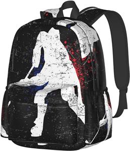 17 Zoll Rucksack Vintage Eishockeyspieler Laptop Rucksack Schultertasche Schultasche Casual Daypack