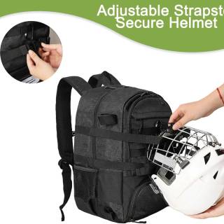 حقيبة ظهر للمعدات مع حاملين للعصي وحجرة منفصلة للأحذية الرياضية وحقيبة هوكي الحقل
