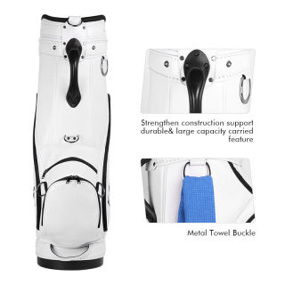 Weiße, strapazierfähige Golftasche aus PU-Leder, OEM-Golftour-Taschen mit großer Kapazität, personalisierte, hochwertige Golftasche