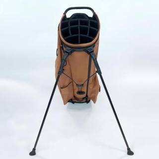 Bolsas de golf con logotipo personalizado bordado, bolsillo frontal, marrón, de cuero sintético impermeable, con 14 divisores.