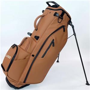 Bolsas de golf con logotipo personalizado bordado, bolsillo frontal, marrón, de cuero sintético impermeable, con 14 divisores.