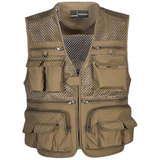 Herren Mesh Atmungsaktive Durchbrochene Camouflage Journalist Fotograf Angeln Weste Weste Jacke Mantel