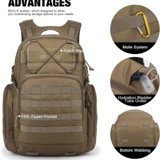 40L Taktischer Rucksack für Herren, Molle Militärrucksack zum Wandern, Reisen, Camping, Jagen