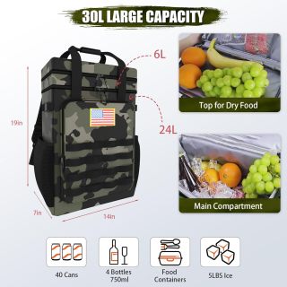 Tactical Backpack Cooler, AYAMAYA Leakproof 40 Cans Soft Cooler Backpack with Handle, Waterproof Insulated Tactical Lunch Box Bag