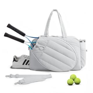 Women White Custom Gym Badminton Pickleball Paddle Racket Bag Quilted Puffer Tennis Backpack
