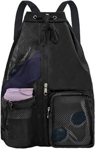 Mesh Beach Backpack with Wet Pocket Drawstring Pool Bag Waterproof Swimming Bag Gym Backpack for Men & Women