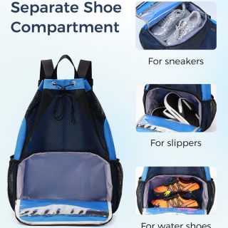 Drawstring Backpack Sports Gym Bag with Wet Pocket Swim Bag Mesh Drawstring Backpack with Shoe Compartment
