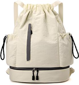 Drawstring Backpack for Men Women Water-Resistant Gym Bag with Shoe Compartment Lightweight String Sport Sackpack