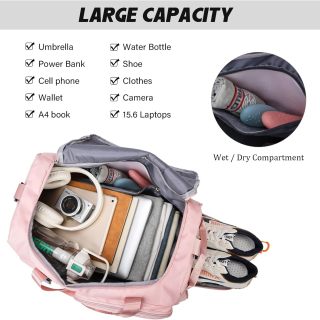 Duffle Bag for Women Men, Sports Backpack with Wet & Shoe Compartment, Fitness Overnight Weekender Bag