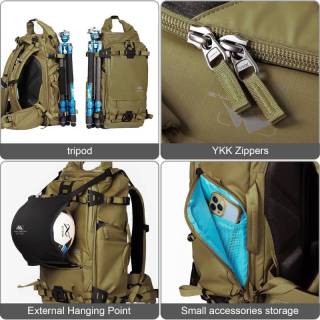 30L Water-Resistant Camera Backpack with Rain Cover, 14