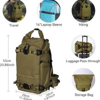 30L Water-Resistant Camera Backpack with Rain Cover, 14