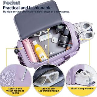 Women's Gym Duffle Bag with Shoes Compartment