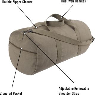 Heavy-Duty Canvas Shoulder Duffle Bag - Rugged Travel Gym Gear Equipment Bag