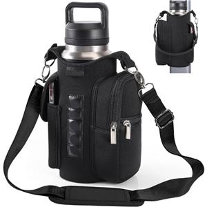 Gym Bag Water Bottle Carrier Holder with Phone Pockets & Shoulder Strap