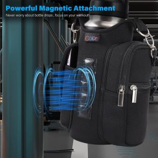 Gym Bag Water Bottle Carrier Holder with Phone Pockets & Shoulder Strap