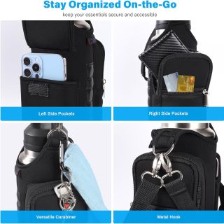 Gym Bag Water Bottle Carrier Holder with Phone Pockets & Shoulder Strap