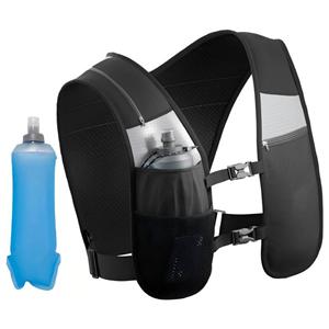 Running Phone Holder Vest with 500ml/17oz Water Bottle | Reflective Hydration Vest | Adjustable | Light | 6 Pockets for Running