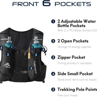 Running Hydration Vest with Water Bottles for Men Women