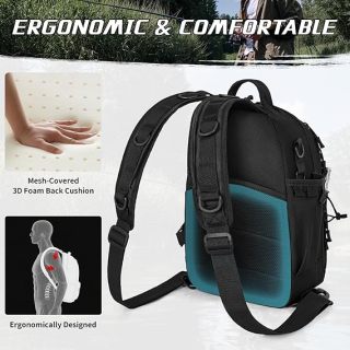 Fishing Backpack Tackle Sling Bag, Tactical Fishing Tackle Backpack with Rod & Gear Holder, Outdoor Fishing Pack Shoulder Bag