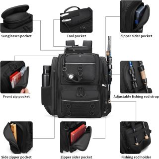 Fishing Backpack with Rod Holders. Large Ttackle Bag Strong Materials