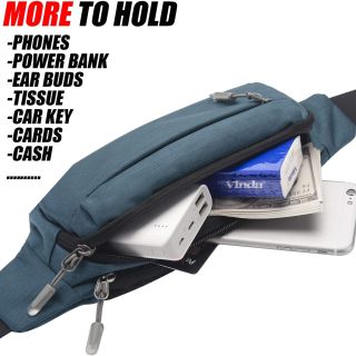 Fanny Pack Waist Packs with Extender for Men Women, Waist Pouch Bag Hip Pack with 3-Zipper Pockets Adjustable Straps for Casual Travel Hiking Running