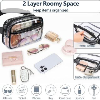 Clear Fanny Pack - Clear Bag for Stadium Events for Women Men Transparent Waist Bag with Adjustable Strap for Concerts