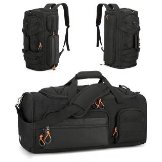 40L Gym Bag for Men, 3 In 1 Duffle Bag Backpack for Travel, Sports Duffel Bags for Gym Camping, Weekender Overnight Bag with Shoe Compartment, Black