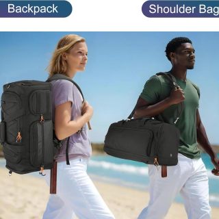 40L Gym Bag for Men, 3 In 1 Duffle Bag Backpack for Travel, Sports Duffel Bags for Gym Camping, Weekender Overnight Bag with Shoe Compartment, Black