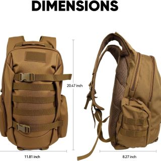 35L Tactical Backpack for Men, MOLLE Military Bug Out Bag, Waterproof Rucksack for Hiking with Hydration Port Tan